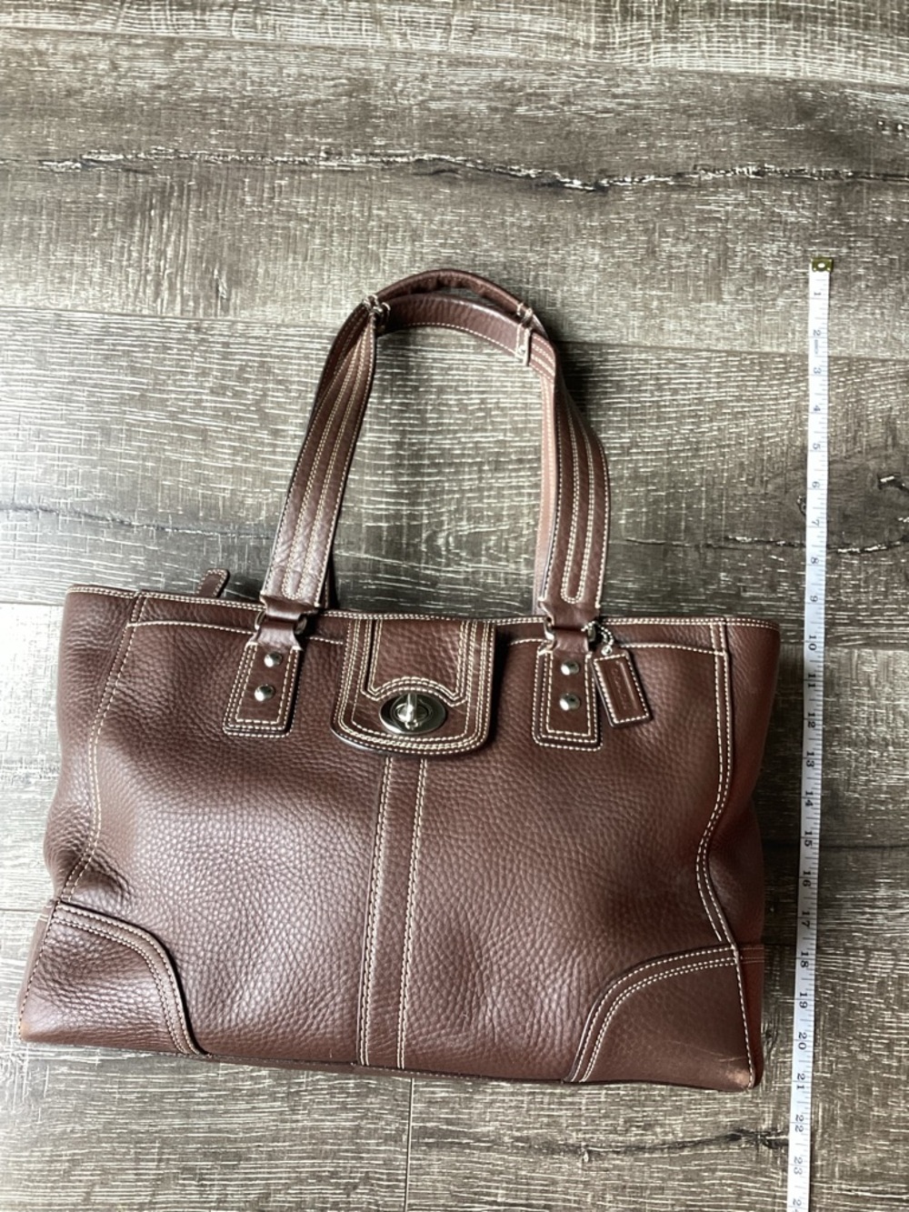 COACH Brown Pebbled Leather Ergo Pleated Tote Bag - Style F13960 - Picture 9 of 9
